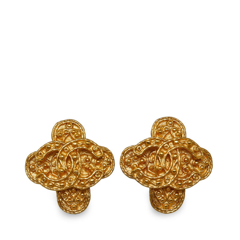 Top Quality Chanel Vintage Coco Mark Cross Earrings Gold Plated
