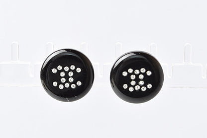 Top Quality Chanel Earrings CC Mark Circle Rhinestone Black/Silver
