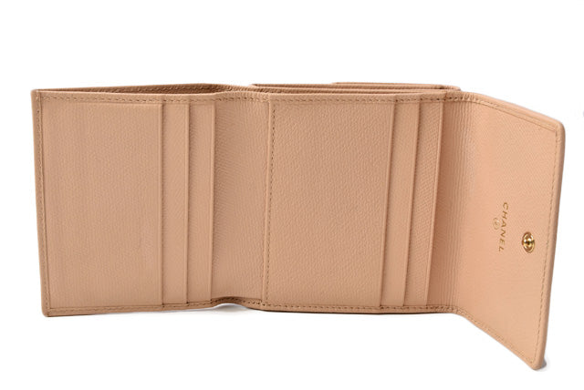Top Quality Chanel Leather Bifold Wallet A20902 Beige