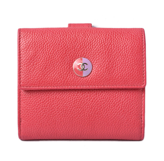 Top Quality Chanel Caviar Skin Bifold Wallet Rose/Purple
