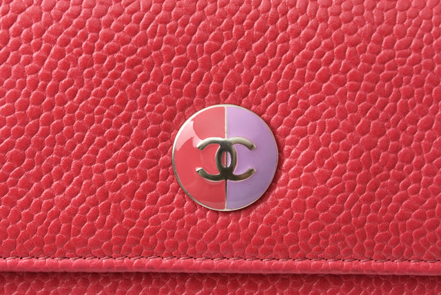 Top Quality Chanel Caviar Skin Bifold Wallet Rose/Purple