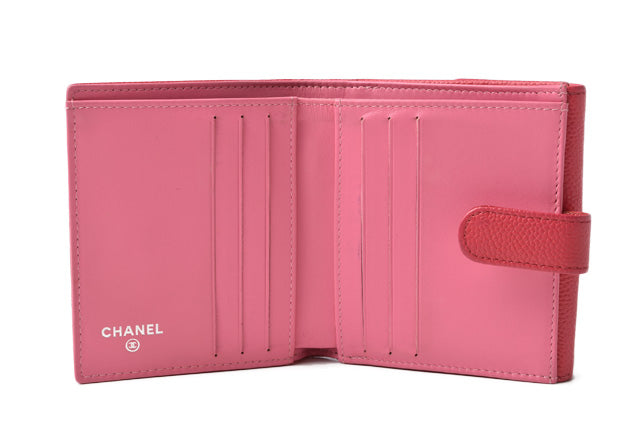 Top Quality Chanel Caviar Skin Bifold Wallet Rose/Purple
