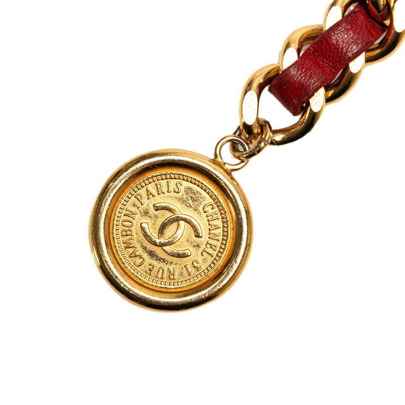 Top Quality Chanel Coco Mark Medal Chain Belt Gold Red