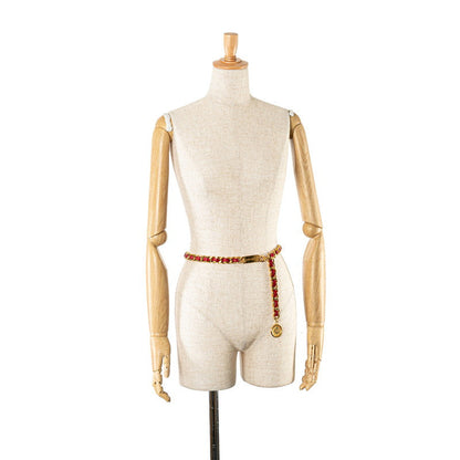 Top Quality Chanel Coco Mark Medal Chain Belt Gold Red