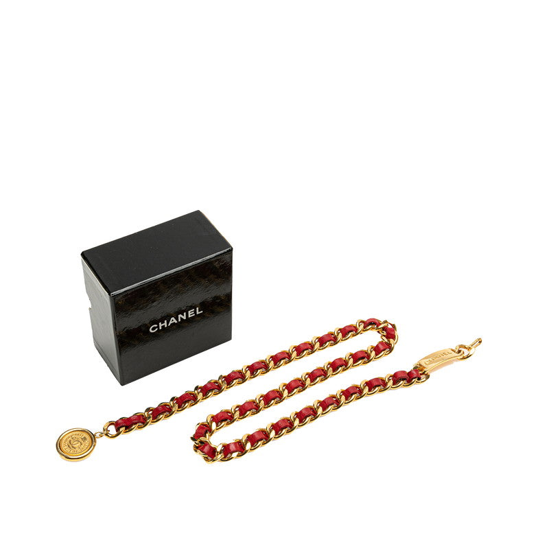 Top Quality Chanel Coco Mark Medal Chain Belt Gold Red
