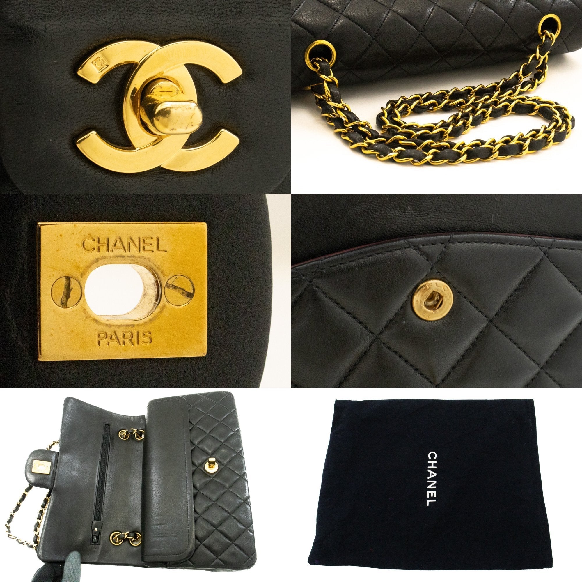 Top Quality Chanel Classic Double New 10 Chain Shoulder Bag Black Lambskin