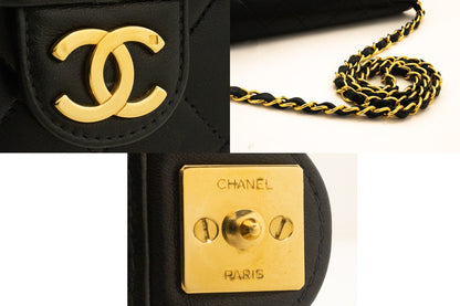 Top Quality Chanel Chain Shoulder Bag Clutch Black Quilted New Lambskin Purse