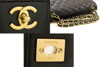Top Quality Chanel Classic Large 11 Grained Calfskin Chain Shoulder Bag Black