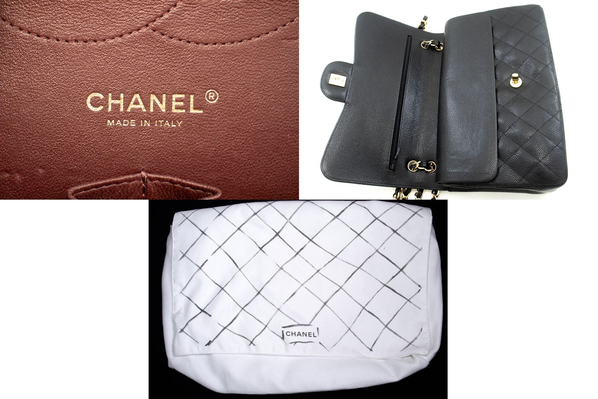 Top Quality Chanel Classic Large 11 Grained Calfskin Chain Shoulder Bag Black