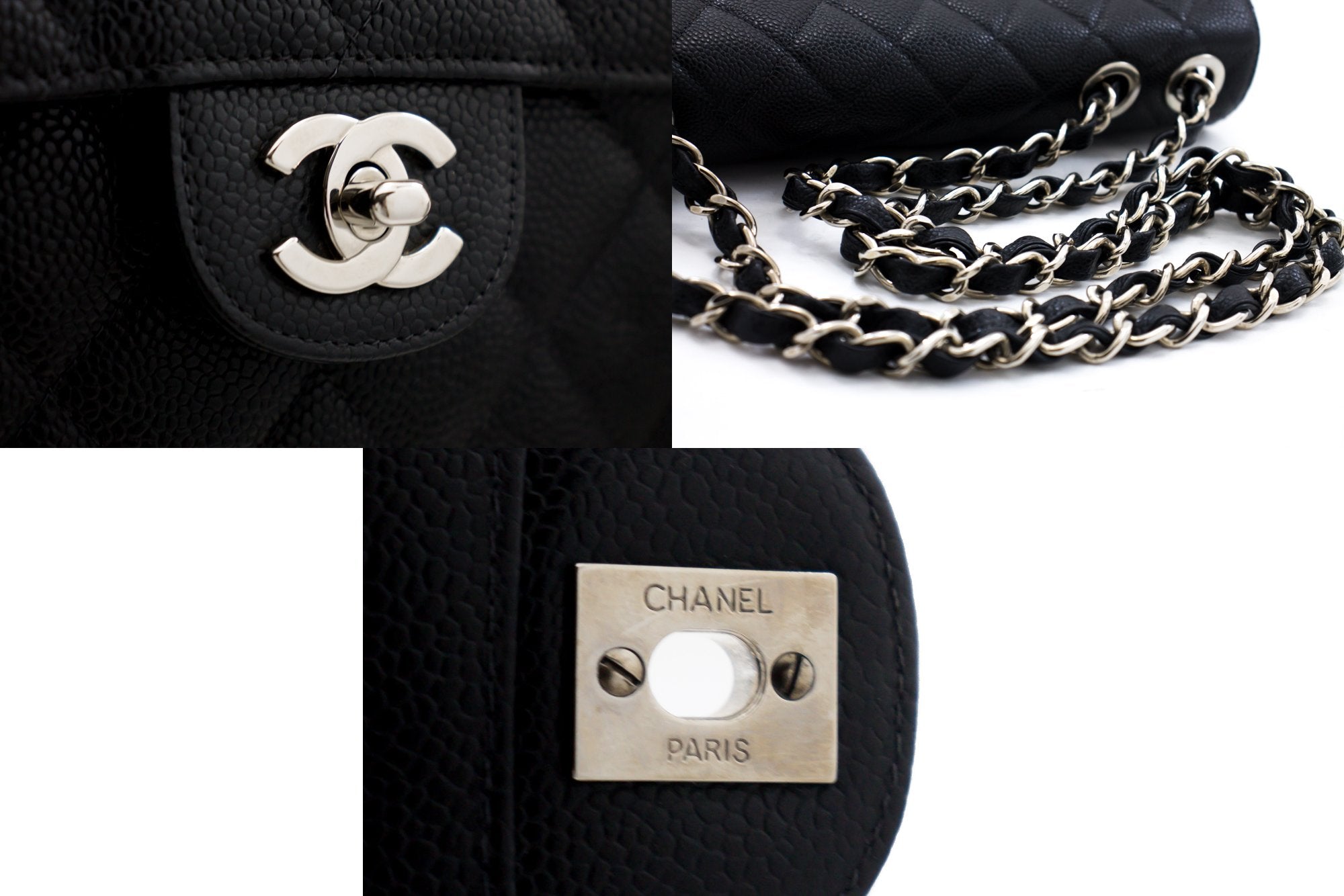 Top Quality Chanel Classic Large 11 Chain Shoulder Bag Black Grained Calfskin