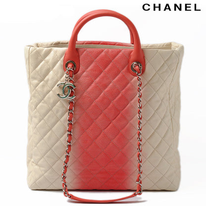 Top Quality Chanel Caviar Skin 2way Tote/Shoulder Bag Coral Pink/Ivory