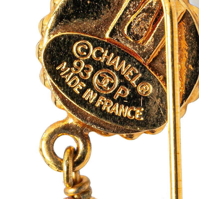 Top Quality Chanel Clover Motif Faux Pearl Brooch Gold Plated