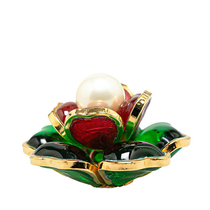 Top Quality Chanel Camellia Pendant Gold Green Multicolor