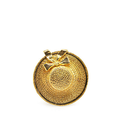 Top Quality Chanel Straw Hat Ribbon Brooch Gold Plated