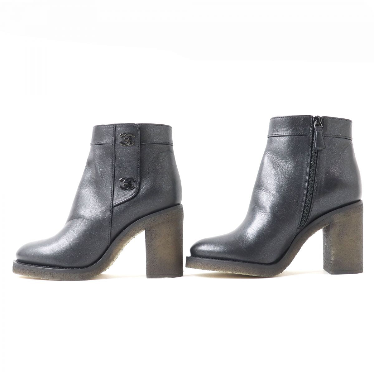 Top Quality Chanel Leather Short Boots Black 37C