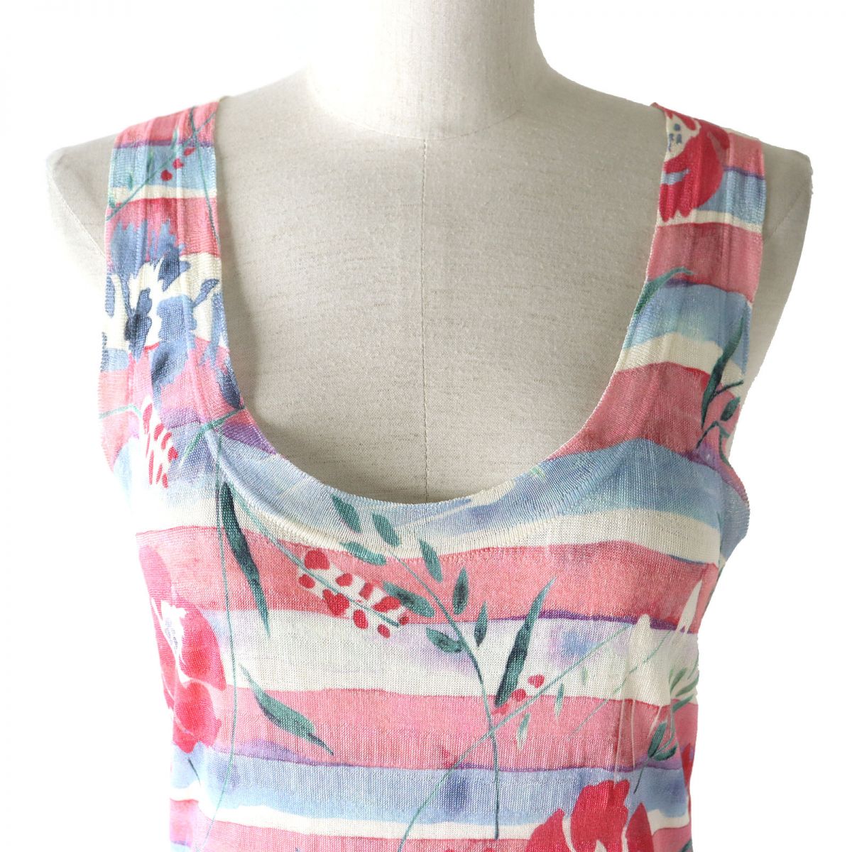 Top Quality Chanel Silk Blend Sleeveless Knit Dress Multicolor