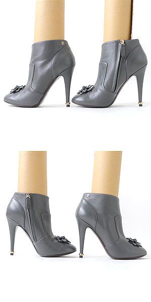 Top Quality Chanel Camellia COCO Mark Leather Ankle Boots 38