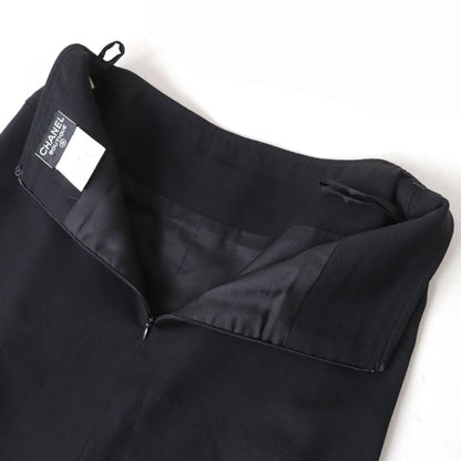 Top Quality Chanel Vintage Wool Skirt Black 38