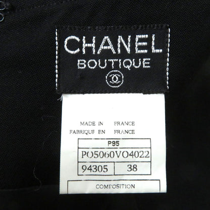 Top Quality Chanel Vintage Wool Skirt Black 38