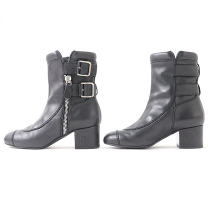 Top Quality Chanel Leather COCO Mark Strap Zip Boots Black