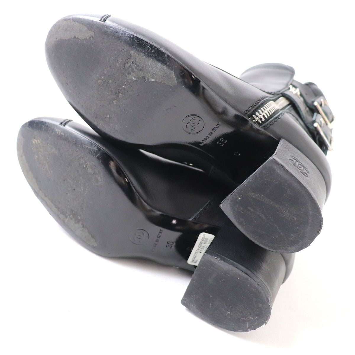 Top Quality Chanel Leather COCO Mark Strap Zip Boots Black