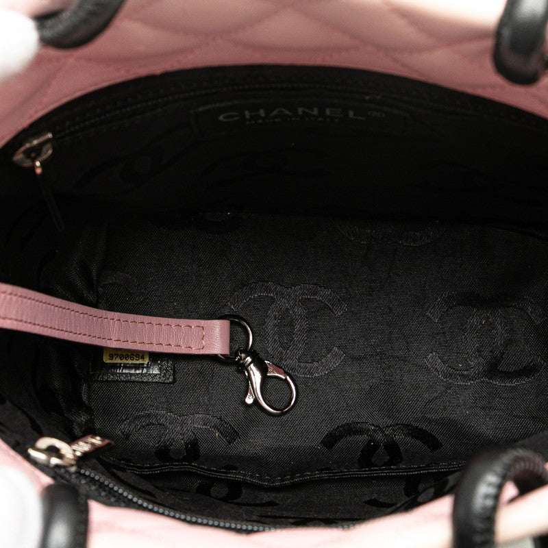 Top Quality Chanel Cambon Line Leather Handbag Pink Black