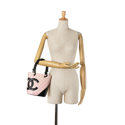 Top Quality Chanel Cambon Line Leather Handbag Pink Black