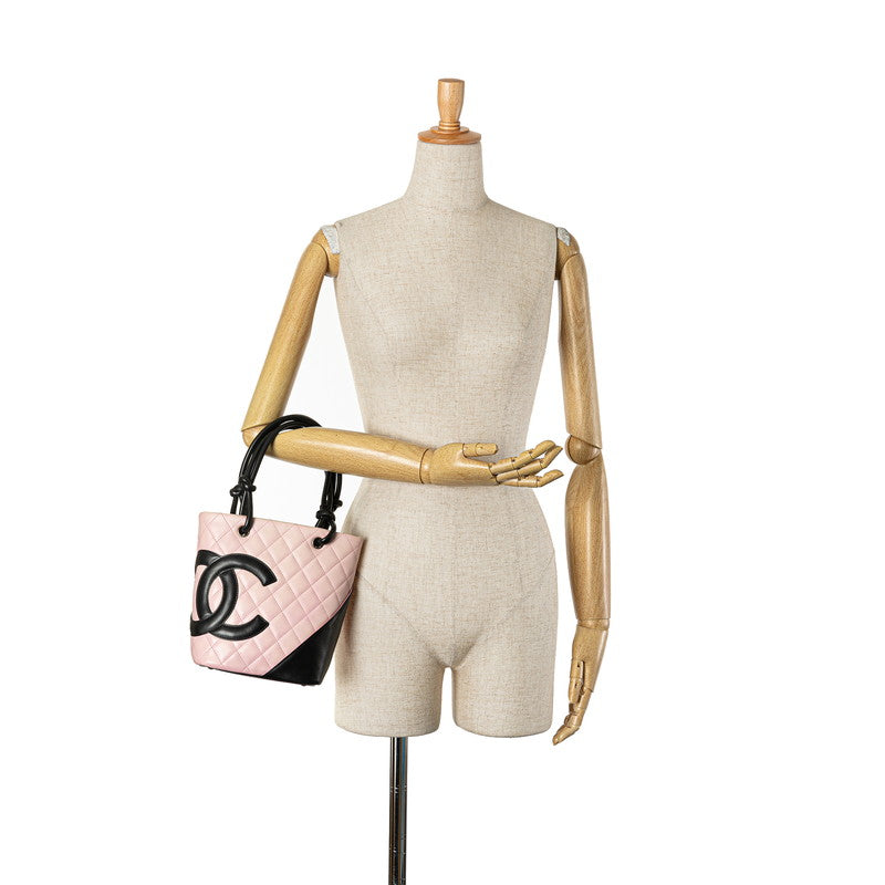 Top Quality Chanel Cambon Line Leather Handbag Pink Black