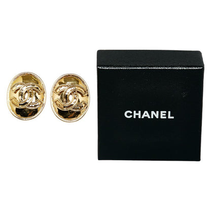 Top Quality Chanel Vintage Cocomark Oval Earring Gold  Ladies Chanel
