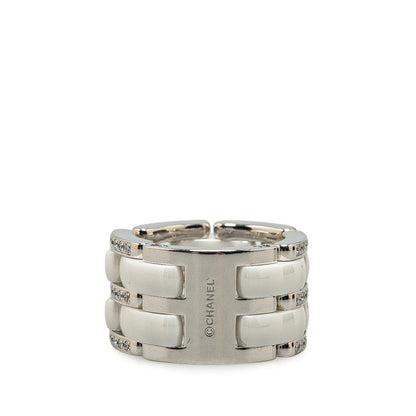 Top Quality Chanel White Gold Ceramic Ring #49
