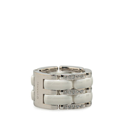 Top Quality Chanel White Gold Ceramic Ring #49