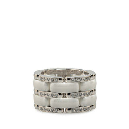 Top Quality Chanel White Gold Ceramic Ring #49