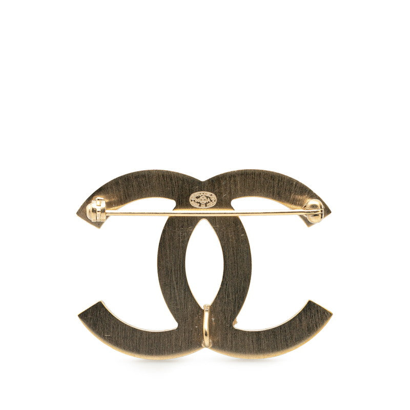Top Quality Chanel Coco Mark Corsage Lace Brooch Gold Black