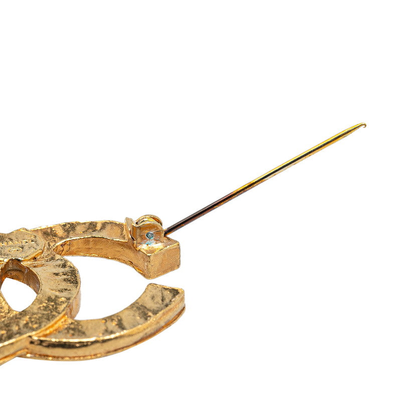 Top Quality Chanel Coco Mark Rhinestone Brooch Gold