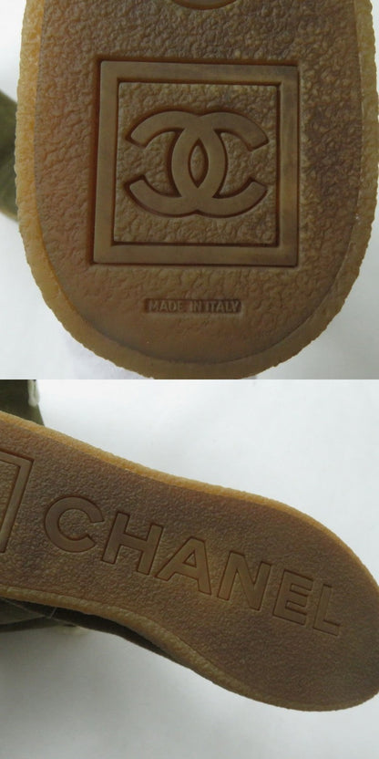 Top Quality Chanel Shearling Boots G26557 Khaki Ivory