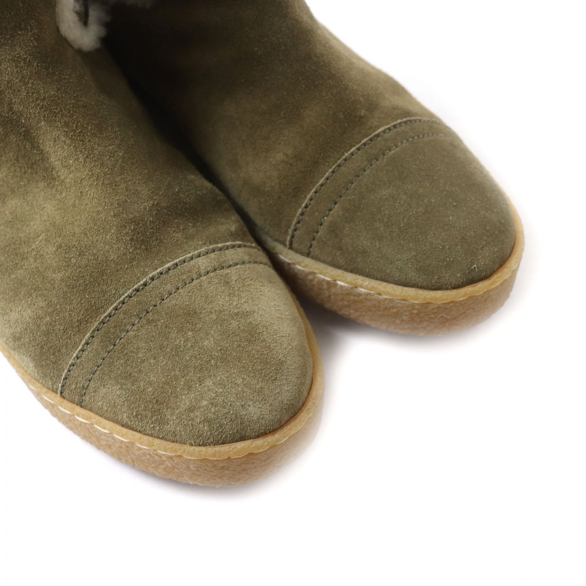 Top Quality Chanel Shearling Boots G26557 Khaki Ivory