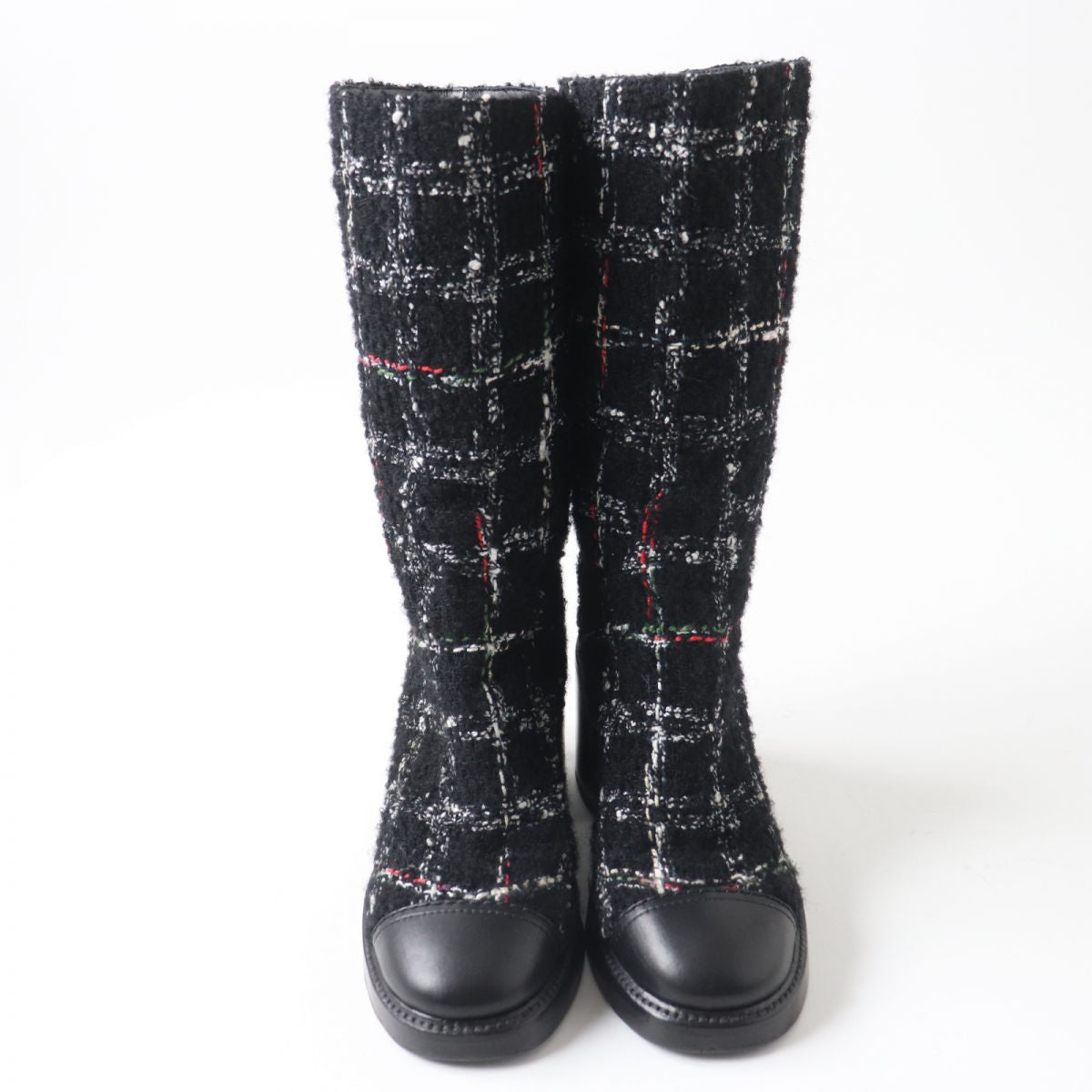 Top Quality Chanel Leather Tweed Long Boots G39614 Black