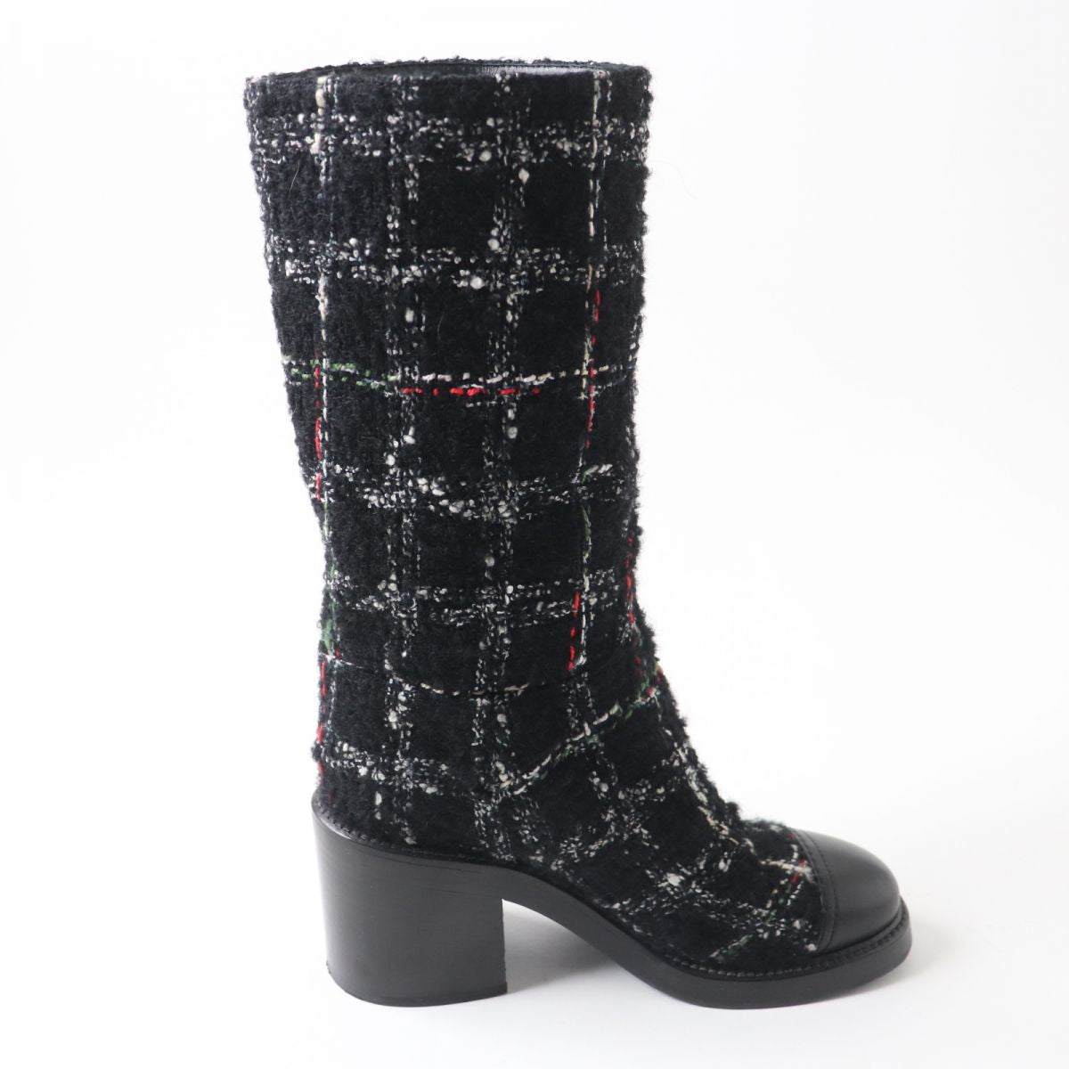 Top Quality Chanel Leather Tweed Long Boots G39614 Black