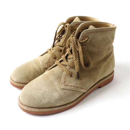 Top Quality Chanel Suede Leather Lace-up Short Boots Brown