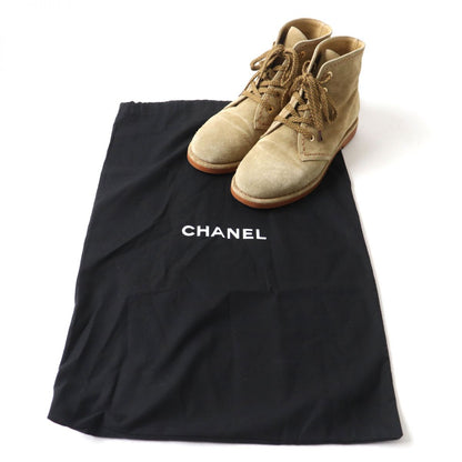 Top Quality Chanel Suede Leather Lace-up Short Boots Brown