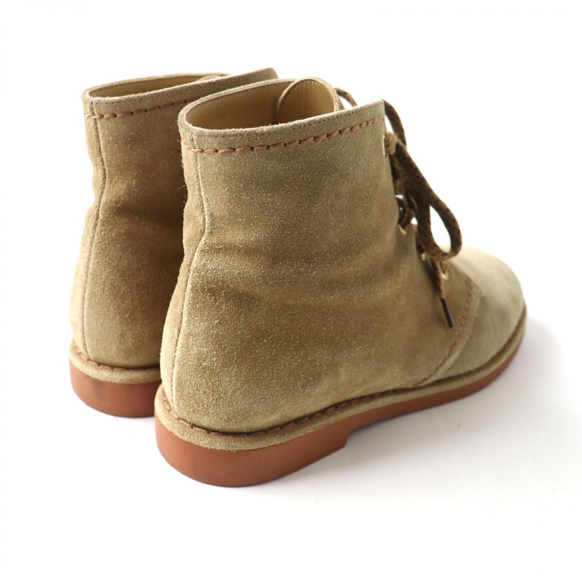 Top Quality Chanel Suede Leather Lace-up Short Boots Brown