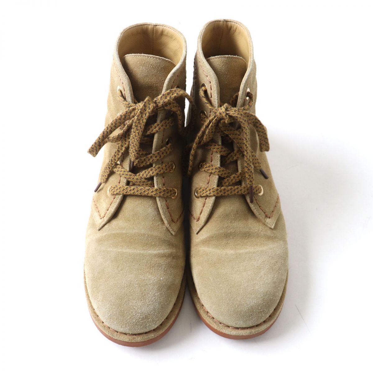 Top Quality Chanel Suede Leather Lace-up Short Boots Brown
