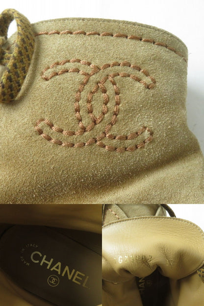Top Quality Chanel Suede Leather Lace-up Short Boots Brown