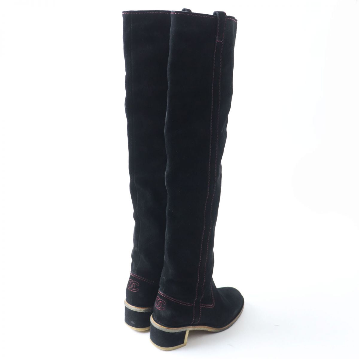 Top Quality Chanel Suede Leather Long Boots. Black. Size 36