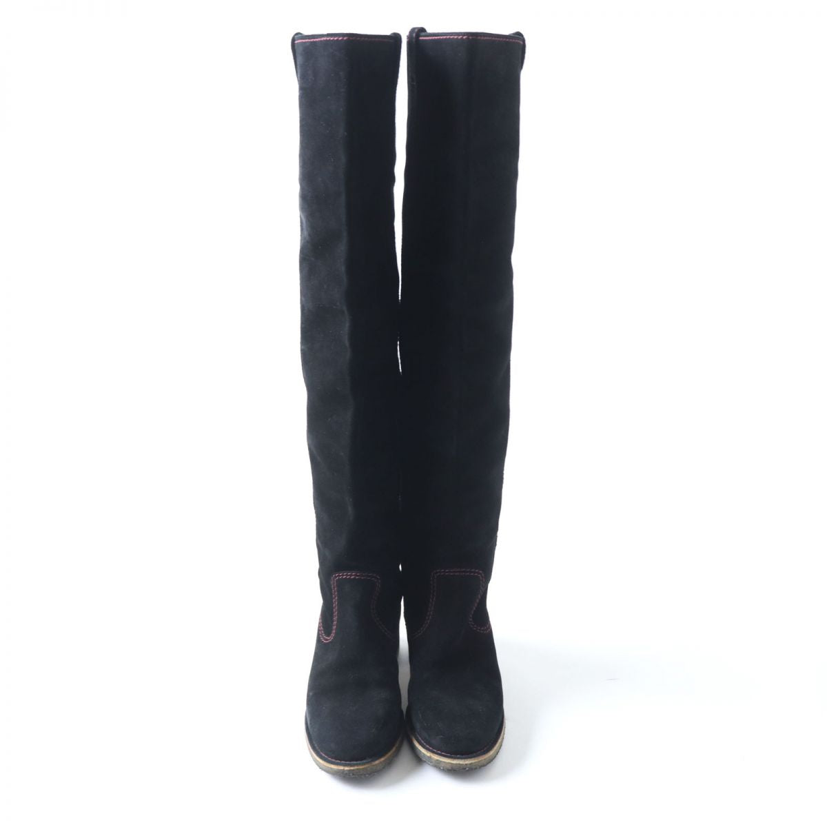 Top Quality Chanel Suede Leather Long Boots. Black. Size 36