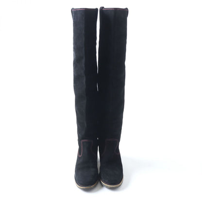 Top Quality Chanel Suede Leather Long Boots. Black. Size 36