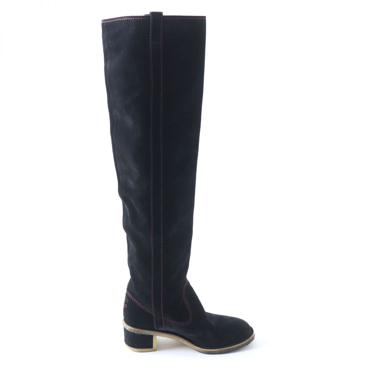 Top Quality Chanel Suede Leather Long Boots. Black. Size 36