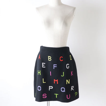 Top Quality Chanel Alphabet Knit Skirt Black Multi 38
