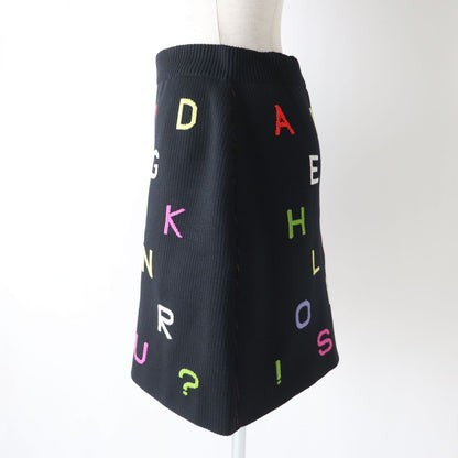 Top Quality Chanel Alphabet Knit Skirt Black Multi 38