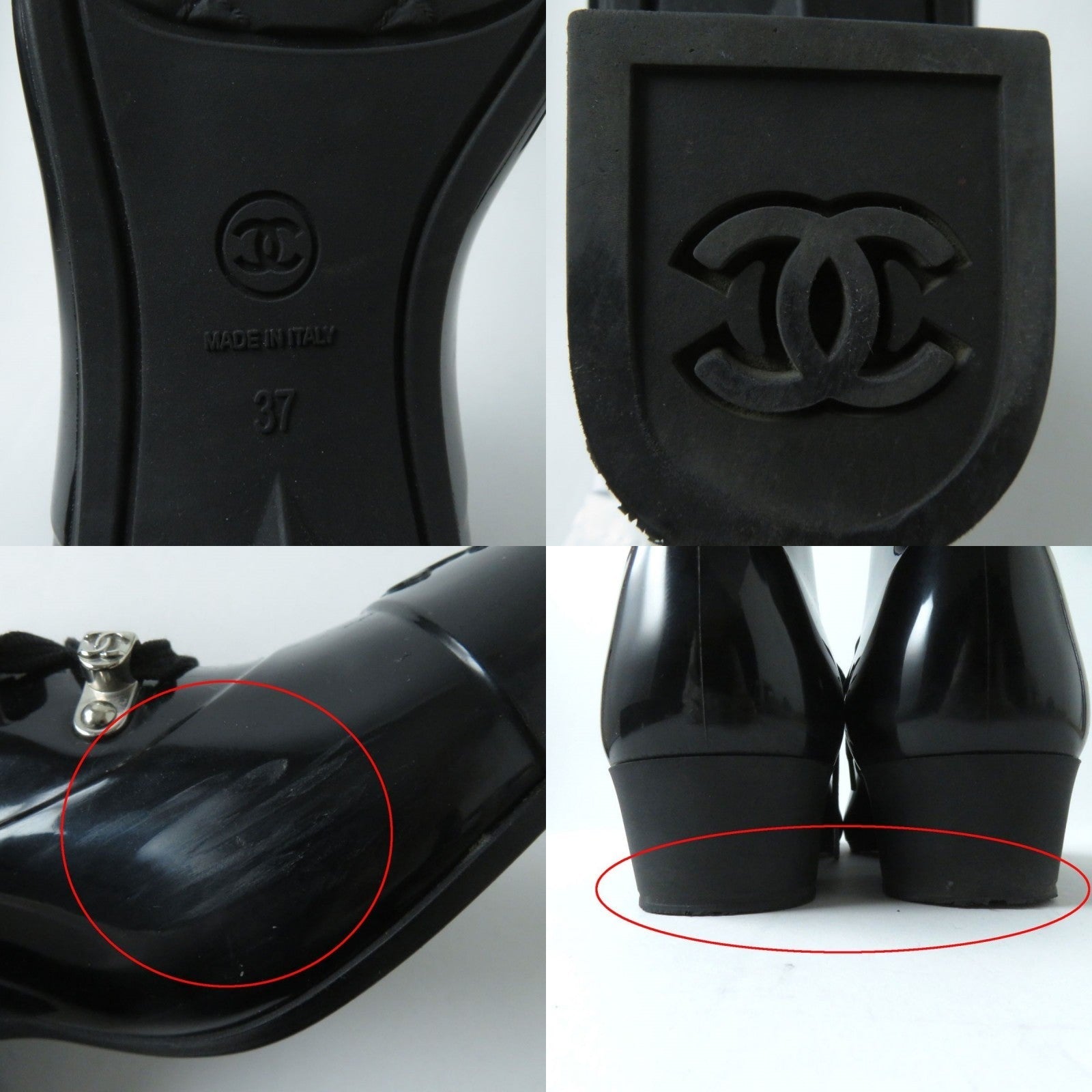 Top Quality Chanel COCO Mark Fur Lace-Up Rain Boots